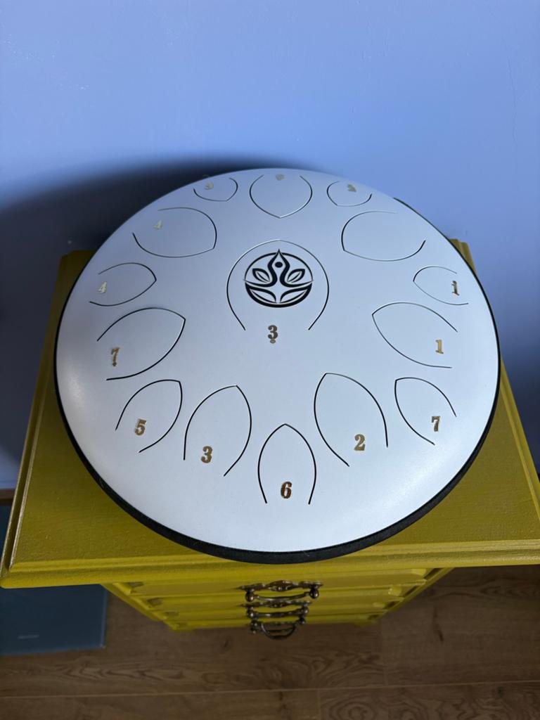 Witte stalen tonguedrum met cijfers, Muziek en Instrumenten, Percussie, Ophalen of Verzenden, Zo goed als nieuw, Trommel