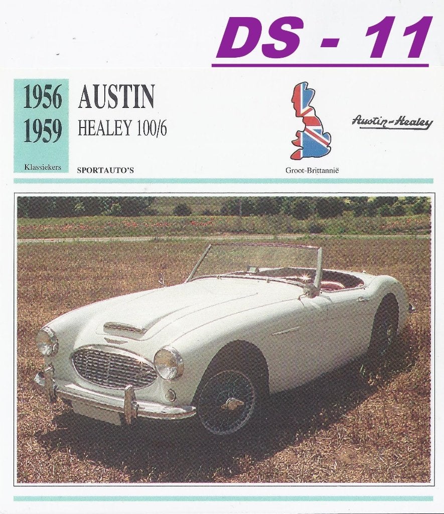 Ds11 autokaart austin healey 100/6 ( 1956 - 1959 ), Ophalen of Verzenden, Zo goed als nieuw, Auto's