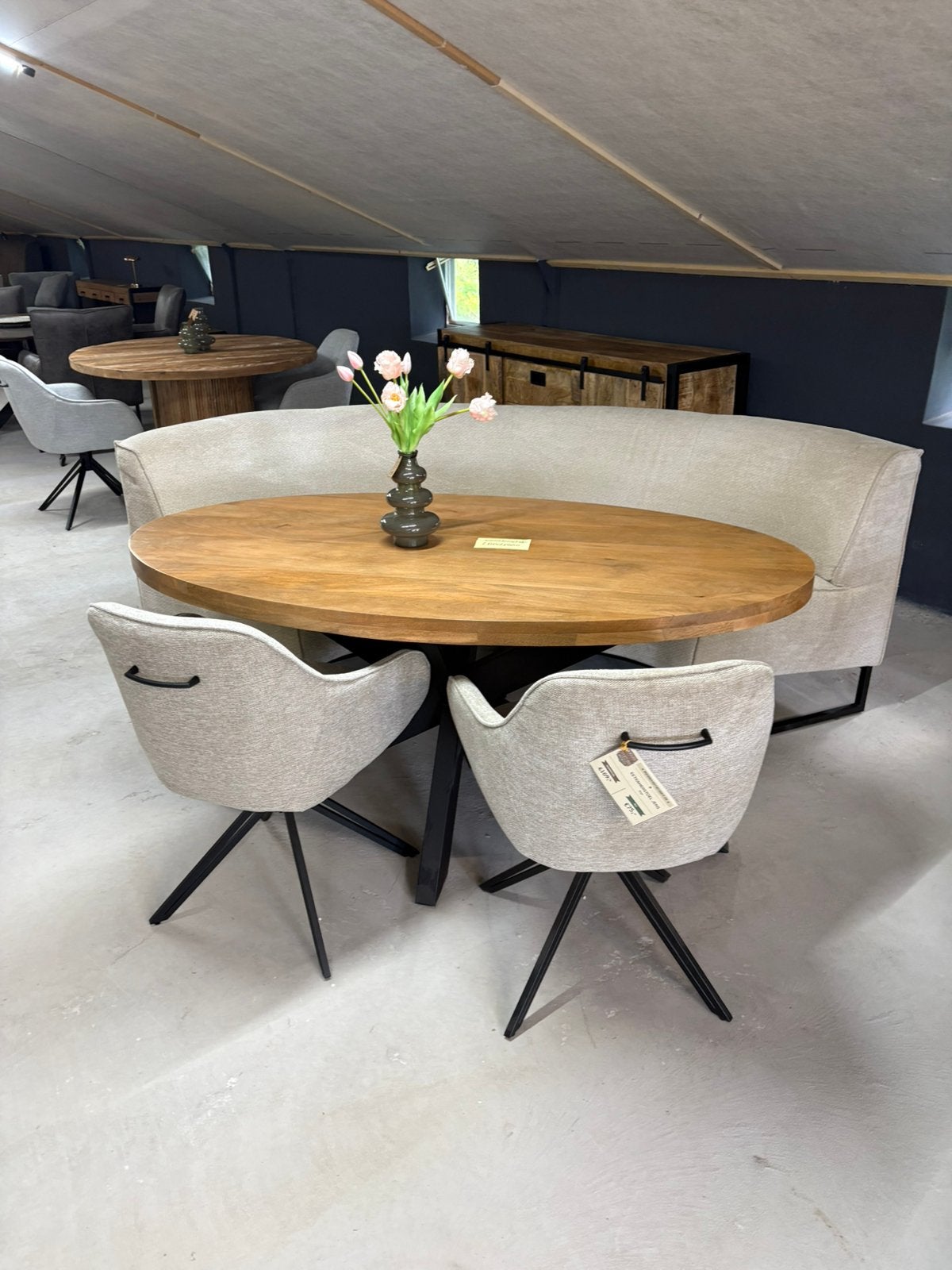 Gebogen eetkamerbank beige – NIEUW, Huis en Inrichting, Ophalen, Nieuw