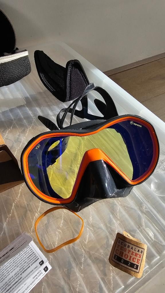 Duikbril divemask apeks frameless vx1 grey orange uv, Watersport en Boten, Ophalen of Verzenden, Nieuw, Duikbril of Snorkel