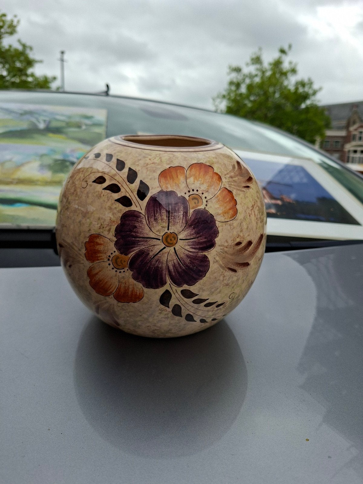 Gouda Ter Gouw vaas met bloemmotief, Ophalen of Verzenden