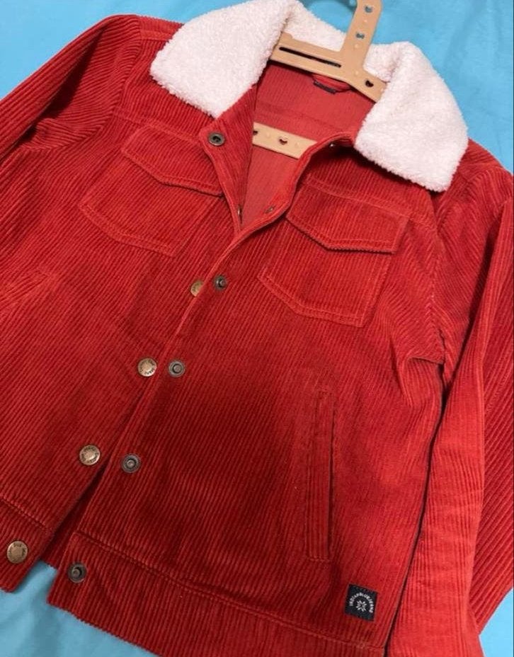 Rood corduroy jasje met teddy kraag, Kleding | Dames, Ophalen, Zo goed als nieuw, Maat 38/40 (M), Rood