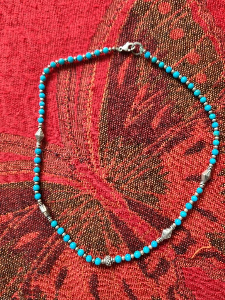 Halsketting 40 cm turquoise, Ophalen of Verzenden