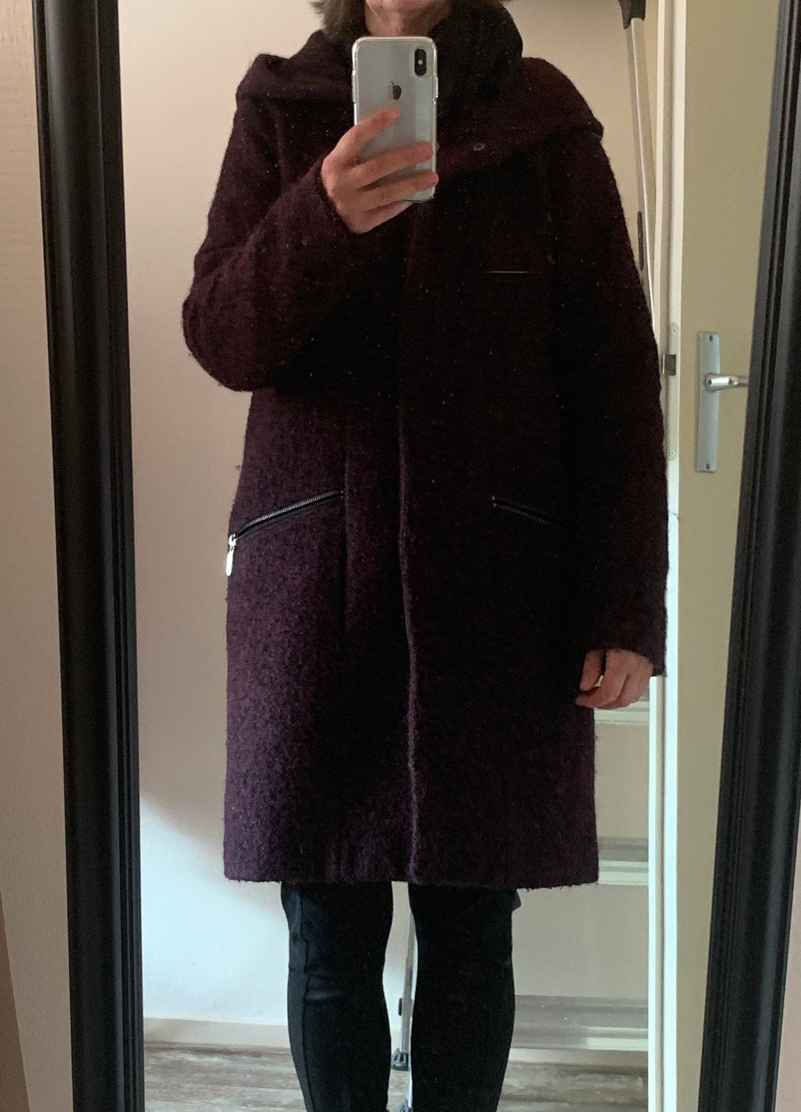 Dames winterjas lang, aubergine, Kleding | Dames, Ophalen of Verzenden, Zo goed als nieuw, Maat 36 (S), Overige kleuren