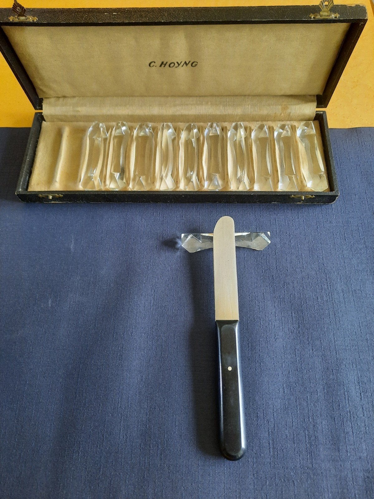 Set van 12 Kristallen Messenleggers in Originele Doos, Antiek en Kunst, Ophalen of Verzenden