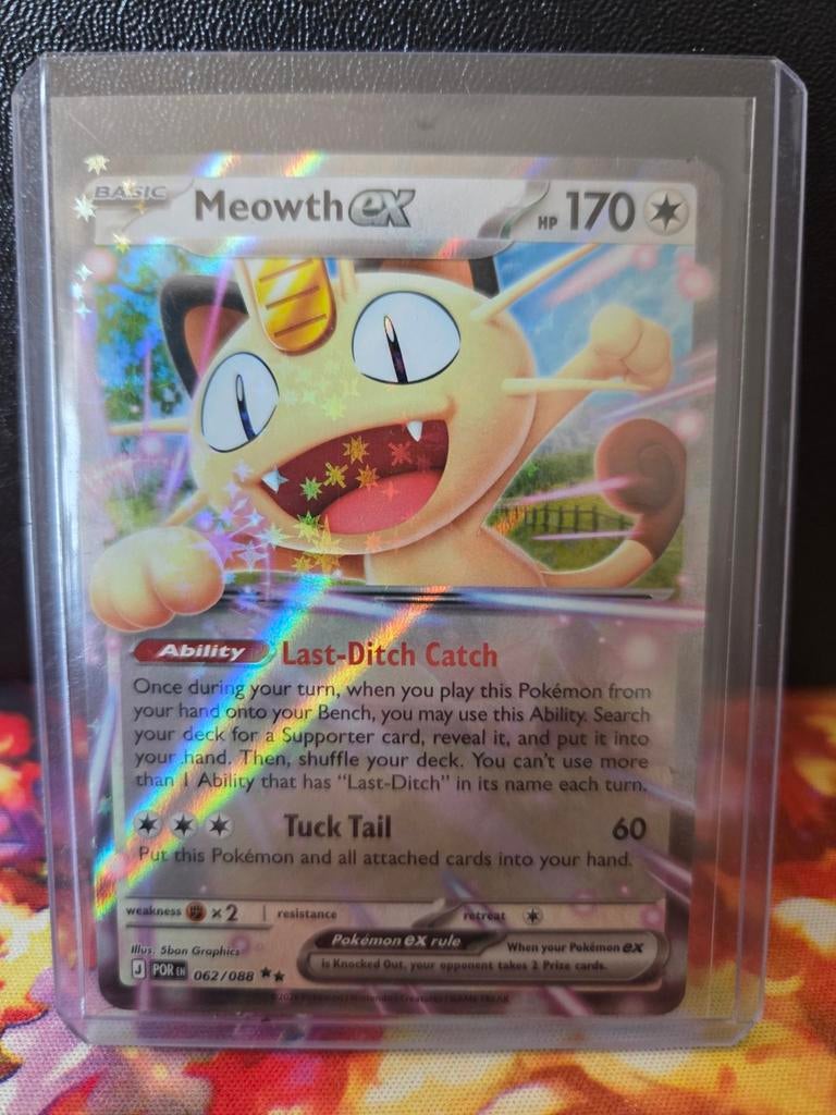 Meowth ex 062/088 Holo Rare Pokemon Kaart NM, Ophalen of Verzenden, Zo goed als nieuw, Losse kaart, Foil