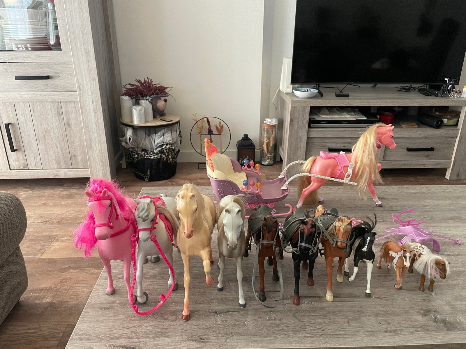 Grote collectie speelgoedpaarden met koets en accessoires, Ophalen of Verzenden, Gebruikt, Jongen of Meisje