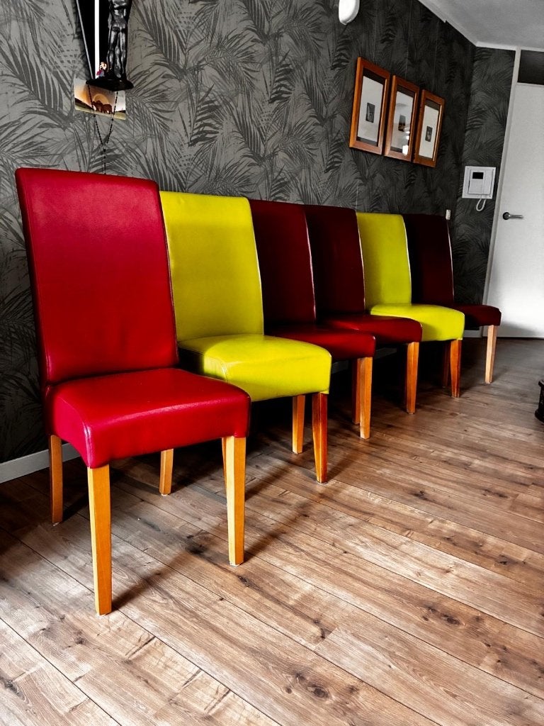 6 eetkamerstoelen, Huis en Inrichting, Stoelen, Ophalen, Gebruikt, Vijf, Zes of meer stoelen, Leer