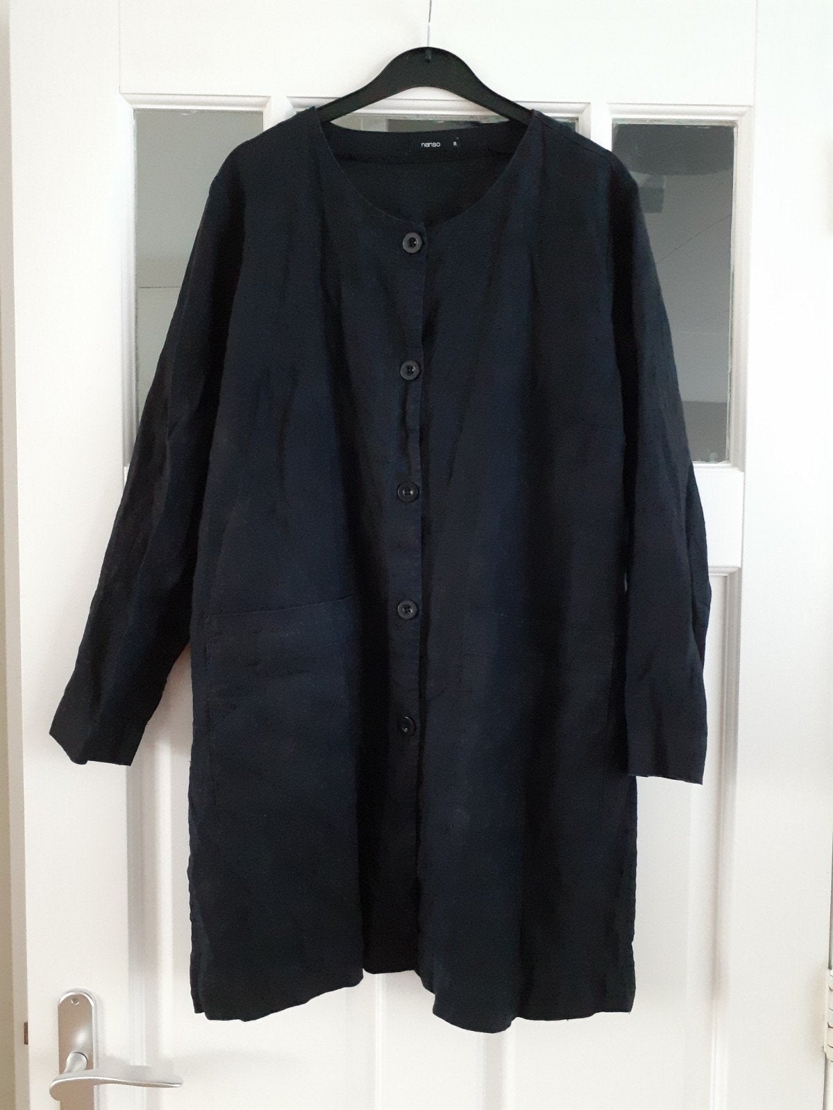 Nanso mooie lange linnen blouse in nieuwstaat maat 38, Maat 38/40 (M), Nanso, Zwart, Ophalen of Verzenden