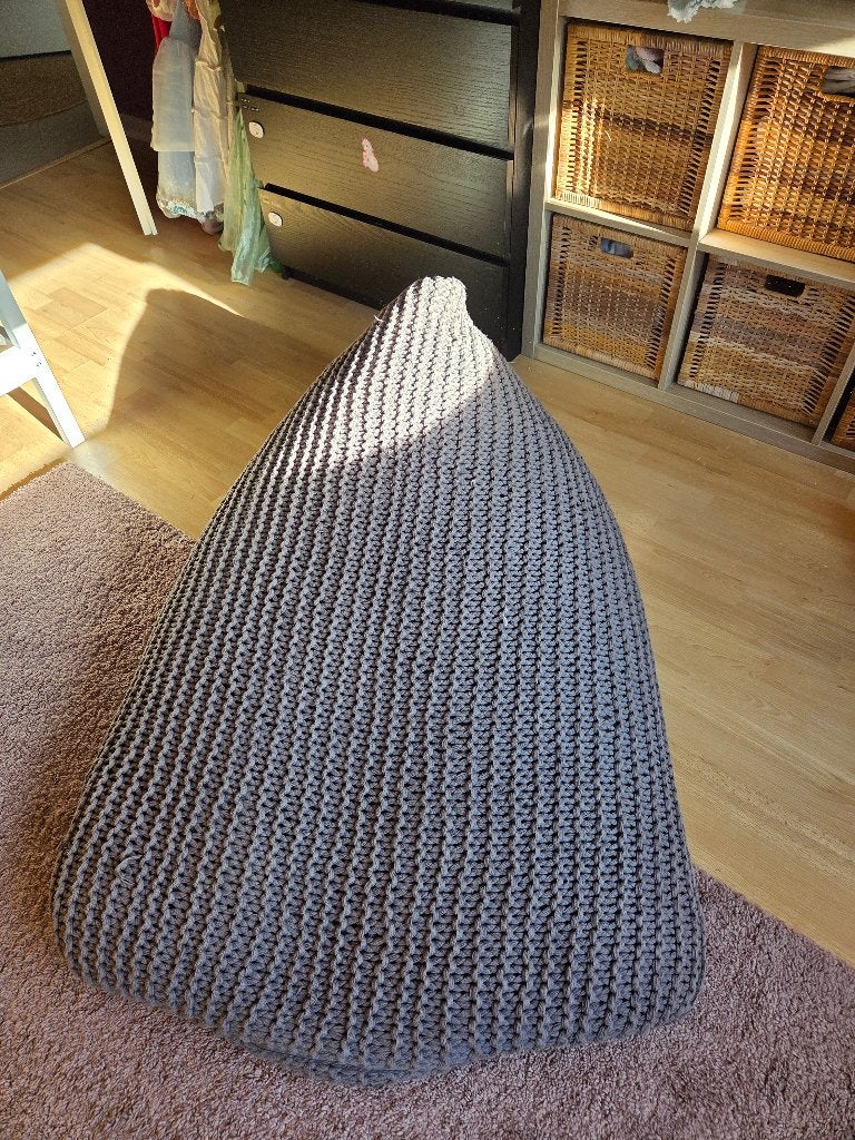Gehaakte vloerkleed donkerbruin/beige ovaal, Ophalen, 100 tot 150 cm, 50 tot 100 cm, Zo goed als nieuw