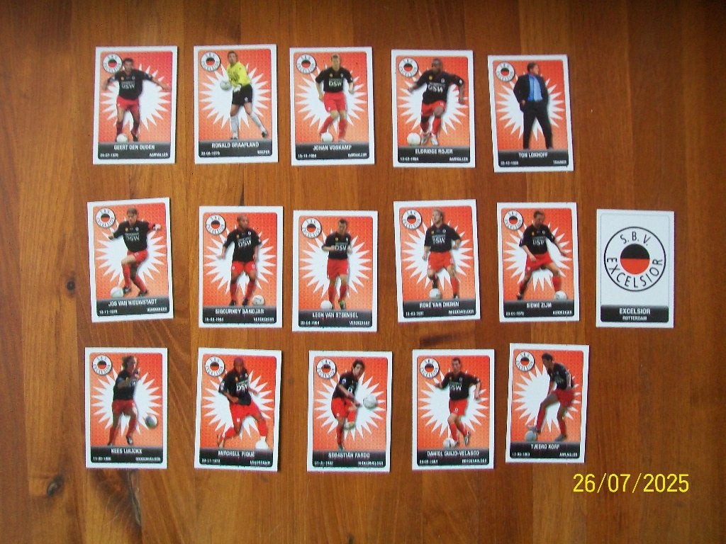 16 Voetbalplaatjes Excelsior seizoen 2007 - 2008, Verzenden, Zo goed als nieuw, Poster, Plaatje of Sticker