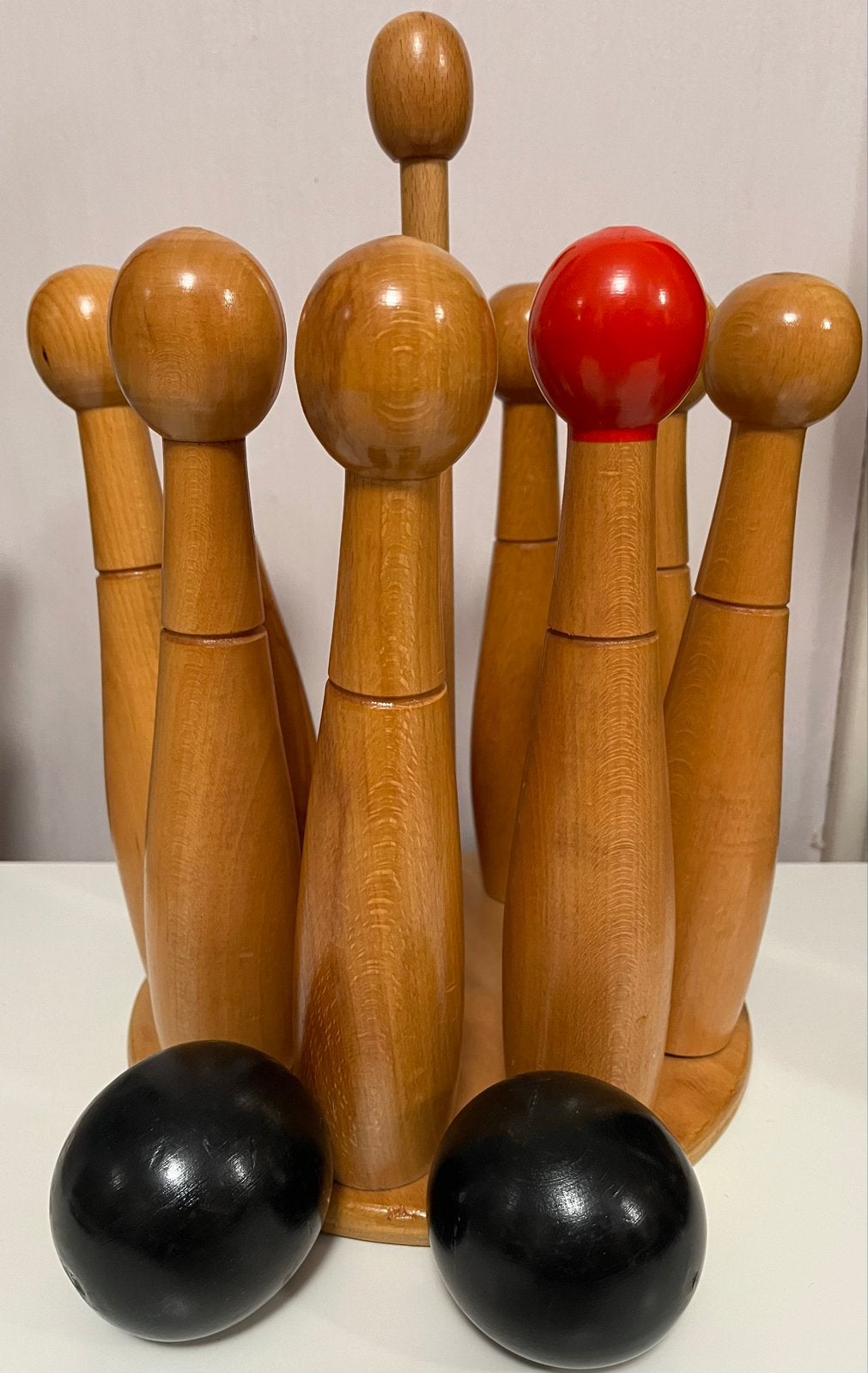 Houten Kegelspel met 9 Kegels en 2 Ballen - Vintage Stijl, Ophalen of Verzenden, Gebruikt, Jongen of Meisje