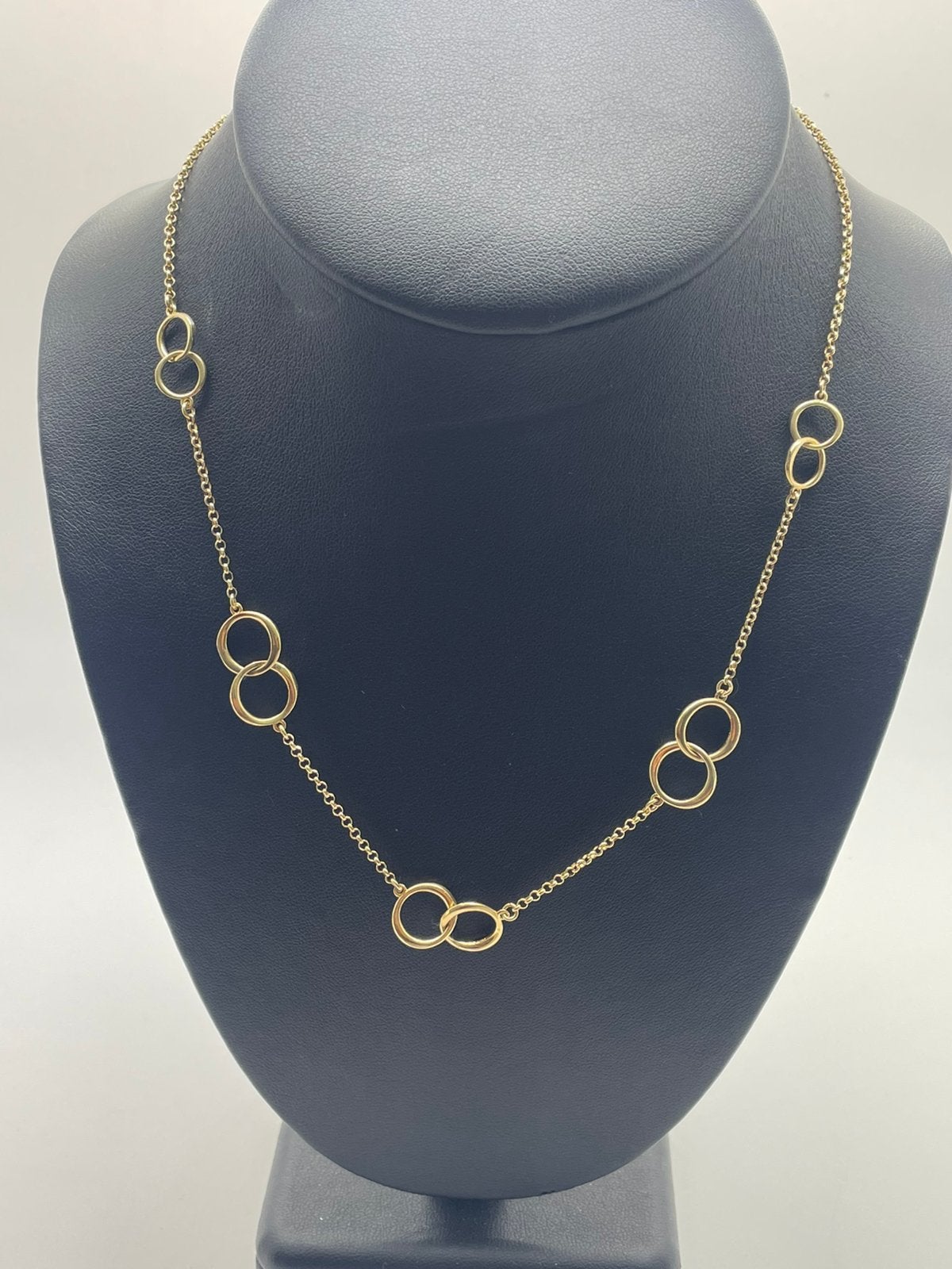 F525 Prachtig zilveren collier goudkleurig, Verstelbaar, Ophalen of Verzenden, X, Goud
