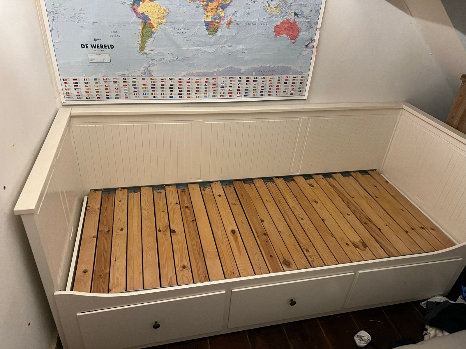 IKEA Hemnes bedbank met 3 lades, Huis en Inrichting, Slaapkamer | Bedden, Ophalen, Wit, Tweepersoons, 80 cm