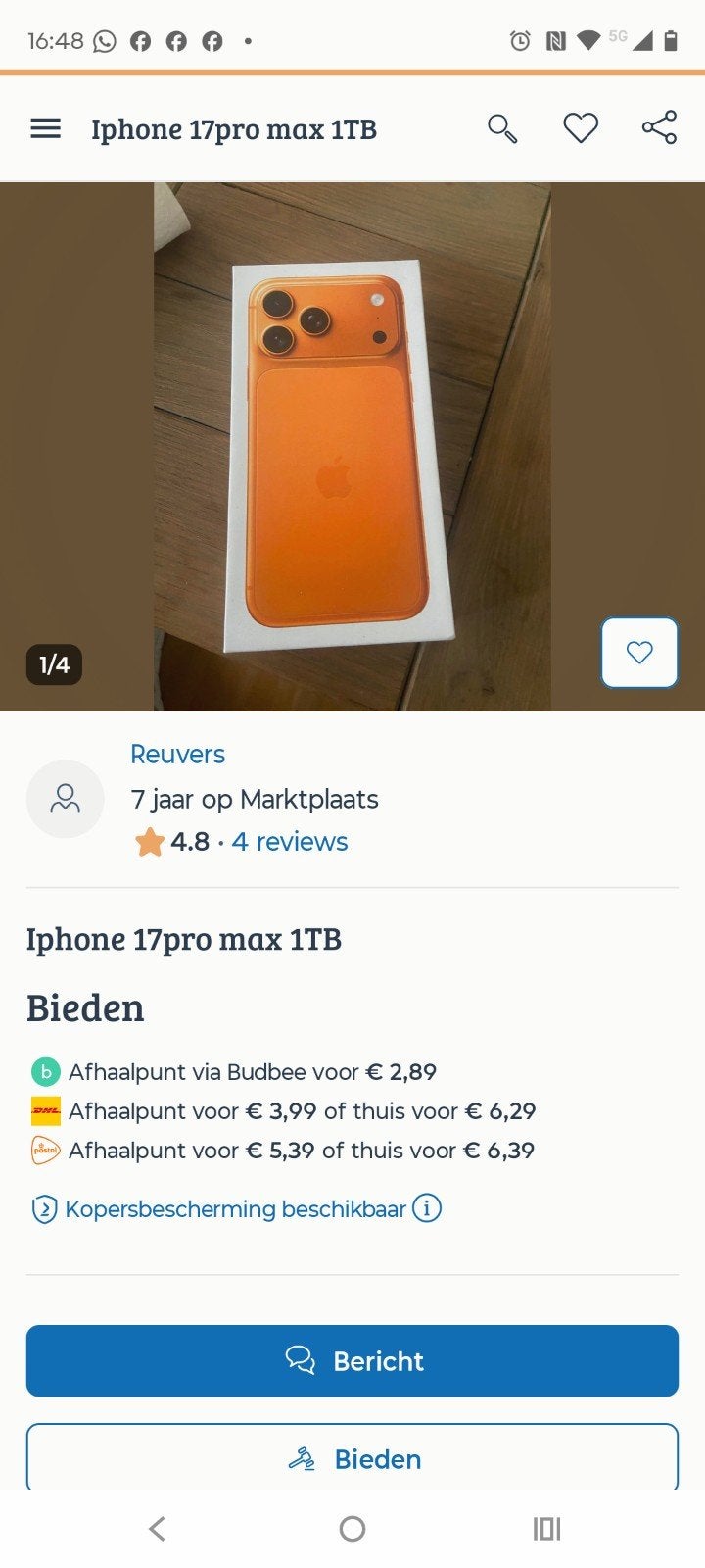 Oplichter Reuvers uit Zaandam  iPhone 17 pro max, Ophalen, 6 megapixel of meer, Overige modellen