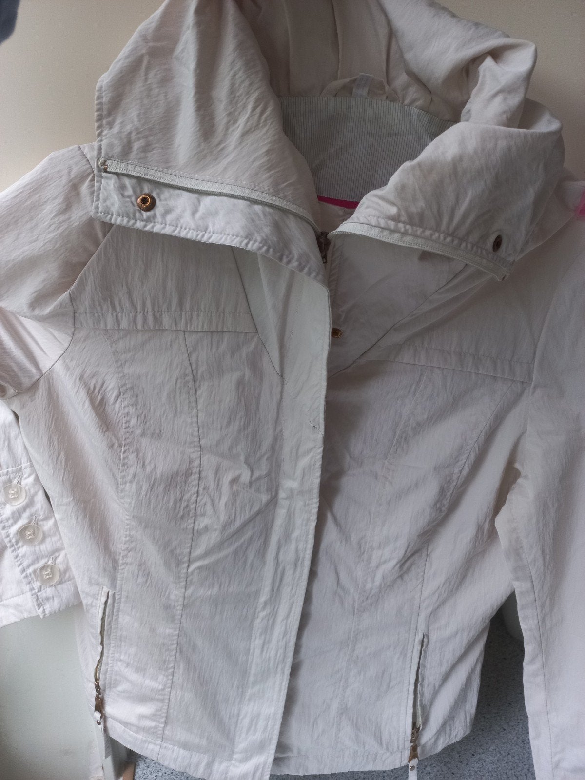Dames kort jas creme  glad dun voorde zomer 2 zakken rits, Ophalen, Zo goed als nieuw, Beige