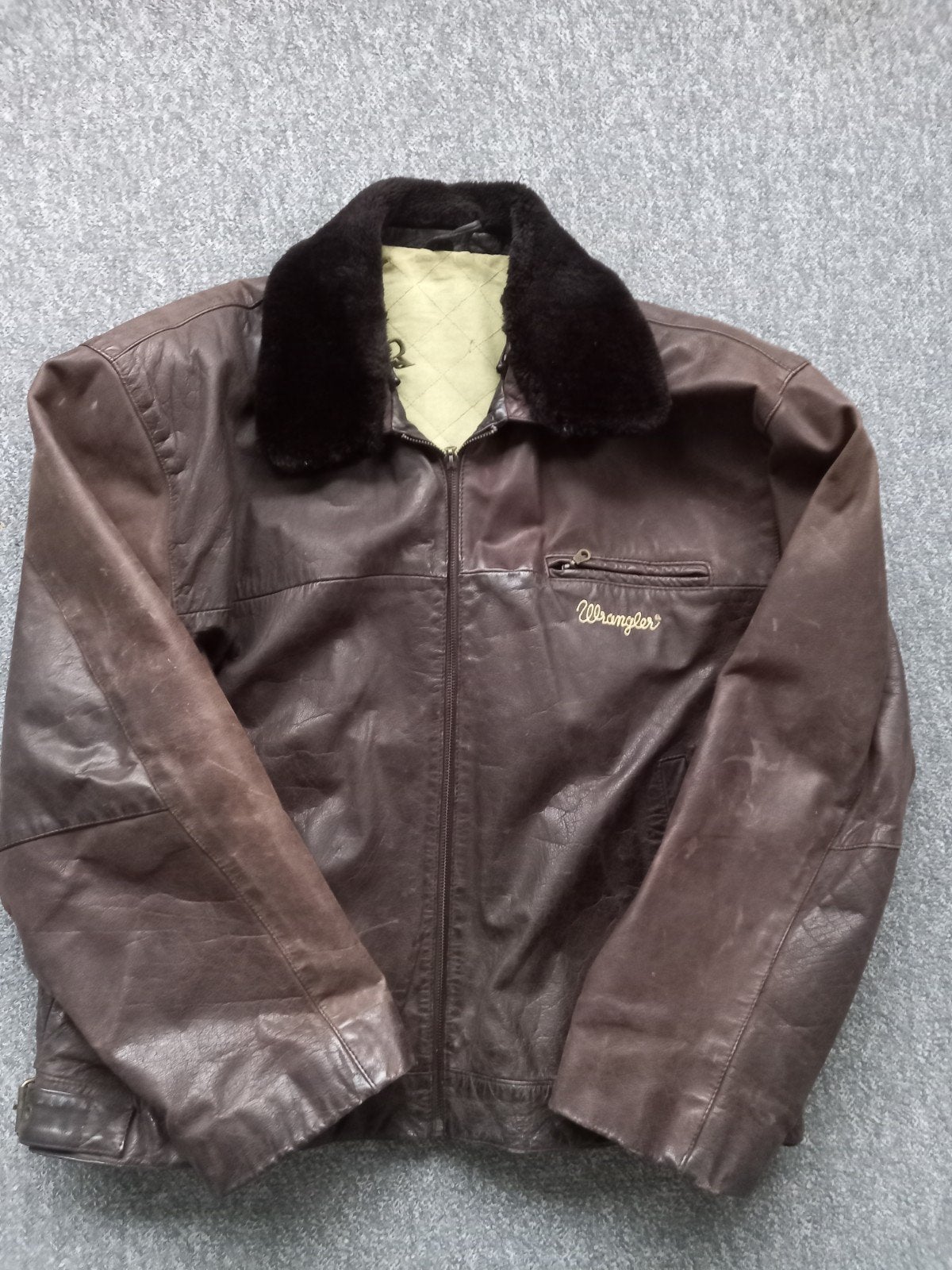 Wrangler leren bomberjack XL, Kleding | Heren, Jassen | Winter, Bruin, Wrangler, Maat 56/58 (XL), Ophalen of Verzenden