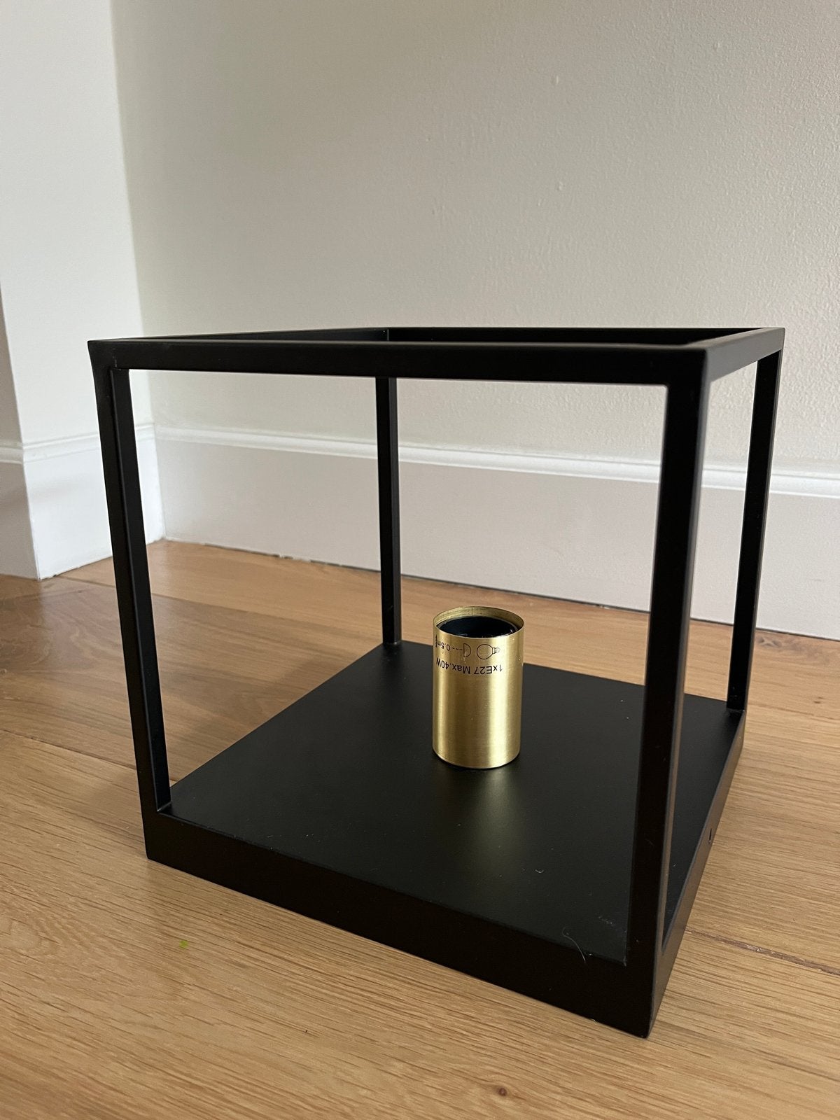Kubus Plafondlamp Zwart met Messing Fitting, Modern, Zwart, Zo goed als nieuw, Plafondlamp