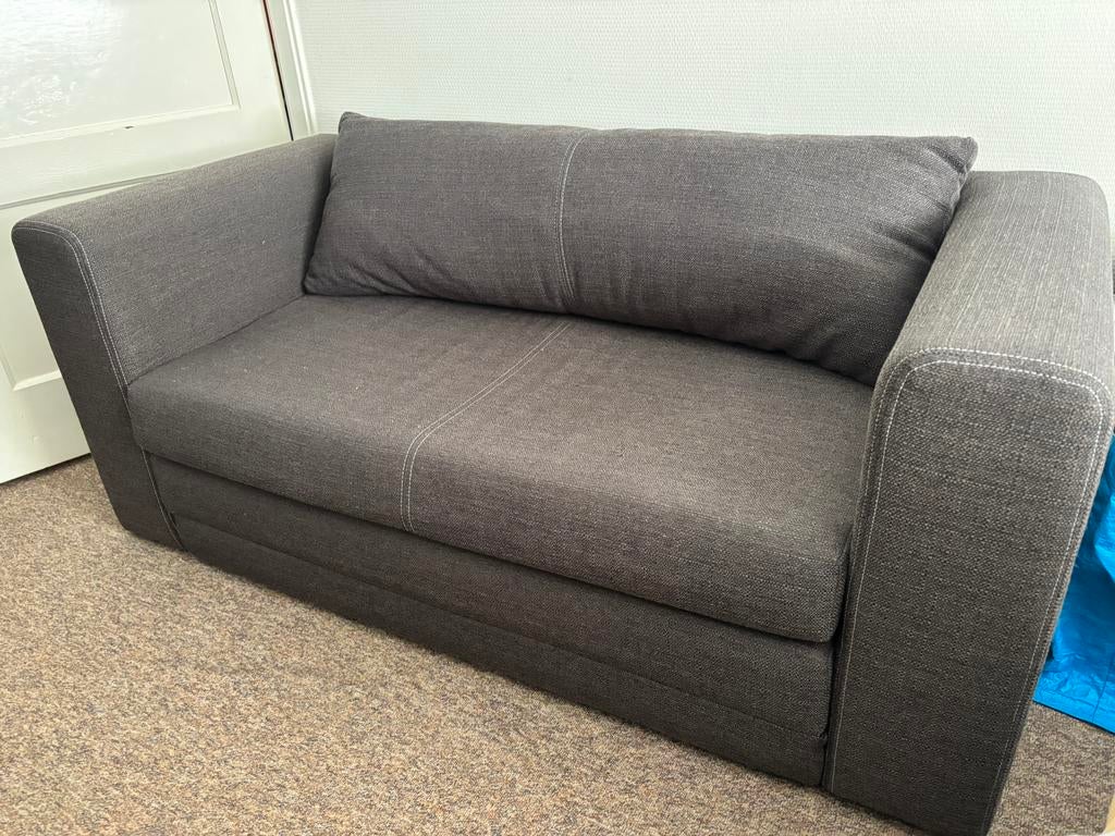 Slaapbank tweezits Ikea donkergrijs, Ophalen, 140 cm, Zo goed als nieuw, Twijfelaar