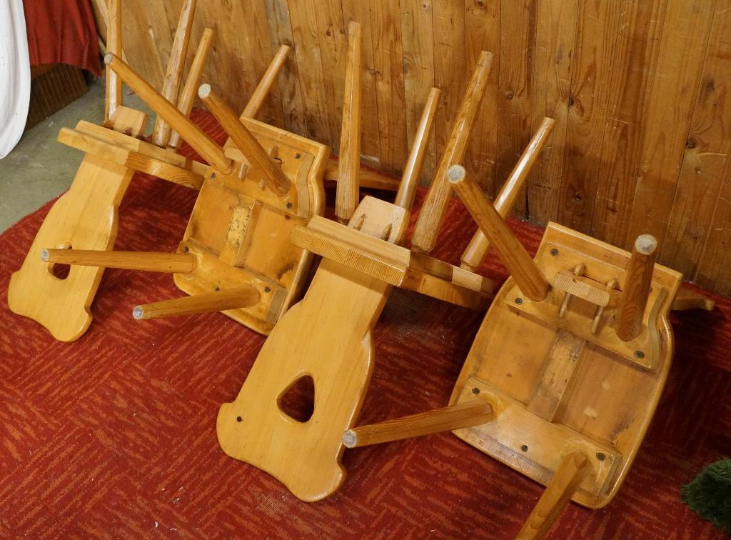 4X Retro Brutalist Polish Zydel Redyk set Bistro Pine chairs, Huis en Inrichting, Stoelen, Gebruikt, Vier, Hout, Overige kleuren