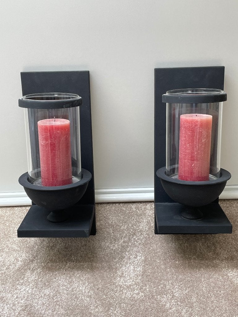 2 stuks windlicht decoratief, Ophalen, Metaal, 36 cm, Zwart