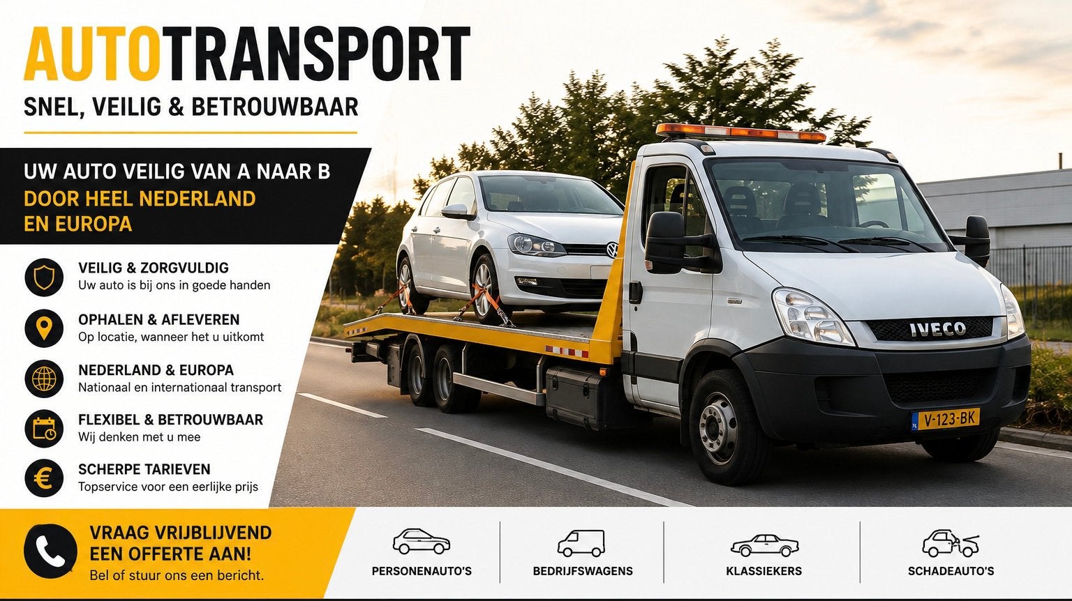 AUTOTRANSPORT – SNEL, VEILIG & BETROUWBAAR, Ophalen of Verzenden