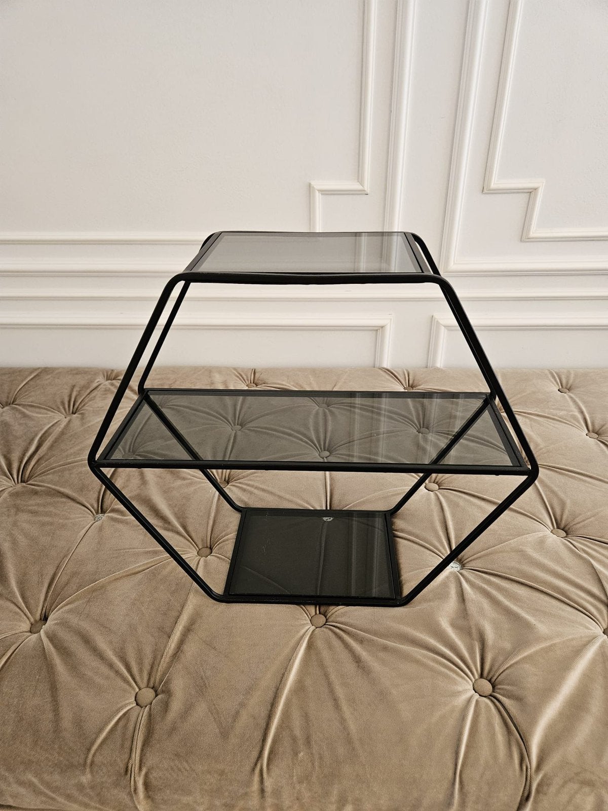 Riverdale Rocco Rectangular Etagère | Metaal & Glas Zwart 2x, Ophalen, Gebruikt