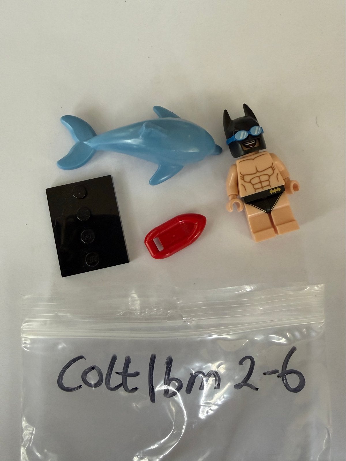 Lego Batman in zwembroek met dolfijn en accessoires, Ophalen of Verzenden, Gebruikt, Lego