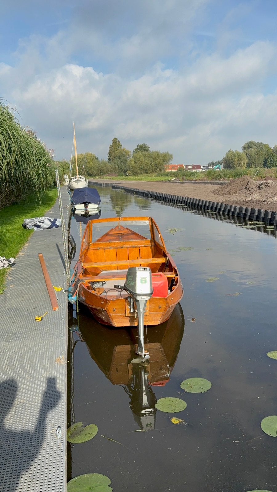 Eikenhouten Aalsmeerse punter te koop, Gebruikt, Afdekzeil, Buitenboordmotor, 2 m