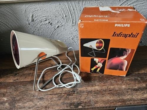 Vintage Philips Infraphil Infrarood warmtelamp met doos, Ophalen of Verzenden