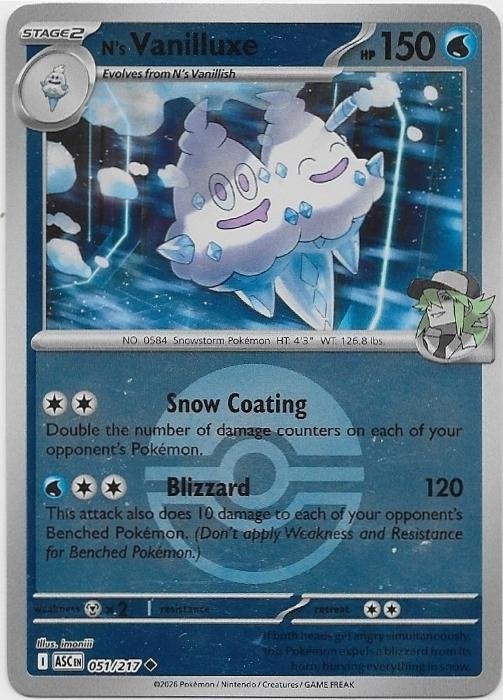Ascended Heroes,  N's Vanilluxe [rev. ball] 51/217, Verzenden, Nieuw, Losse kaart