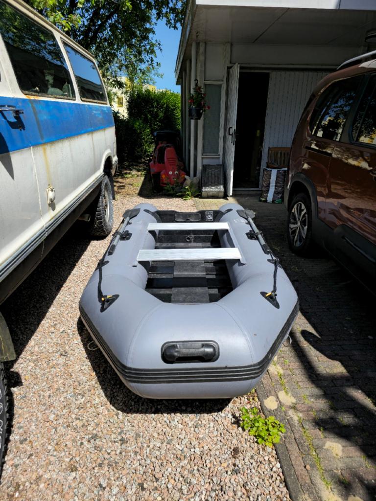 Aquaparx Caletti 330cm rubberboot met motor naar keuze, Ophalen, Gebruikt, Inclusief motor, Hout