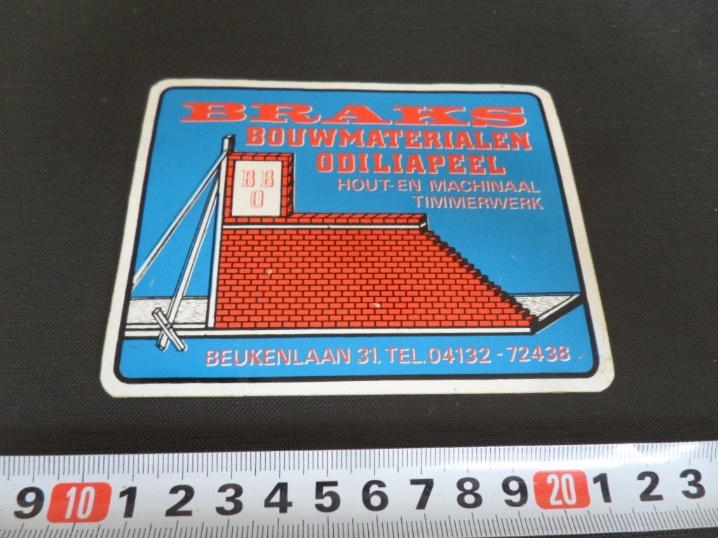 sticker 164 braks bouwmaterialen odiliapeel beukenlaan 31, Verzamelen, Ophalen, Zo goed als nieuw