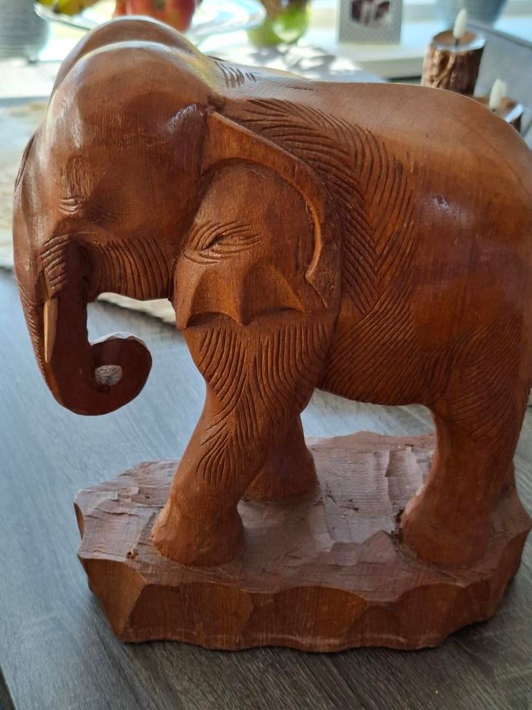 Massief houten olifant, Antiek en Kunst, Ophalen