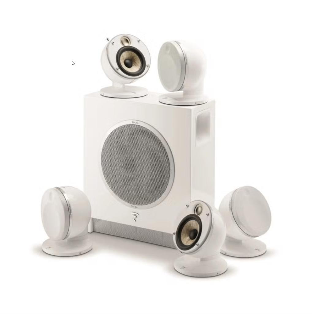 Focal Dôme Flax 5.1 + Sub Air | Wit | surround set speakers, Audio, Tv en Foto, Luidsprekers, Zo goed als nieuw, Subwoofer, 120 watt of meer