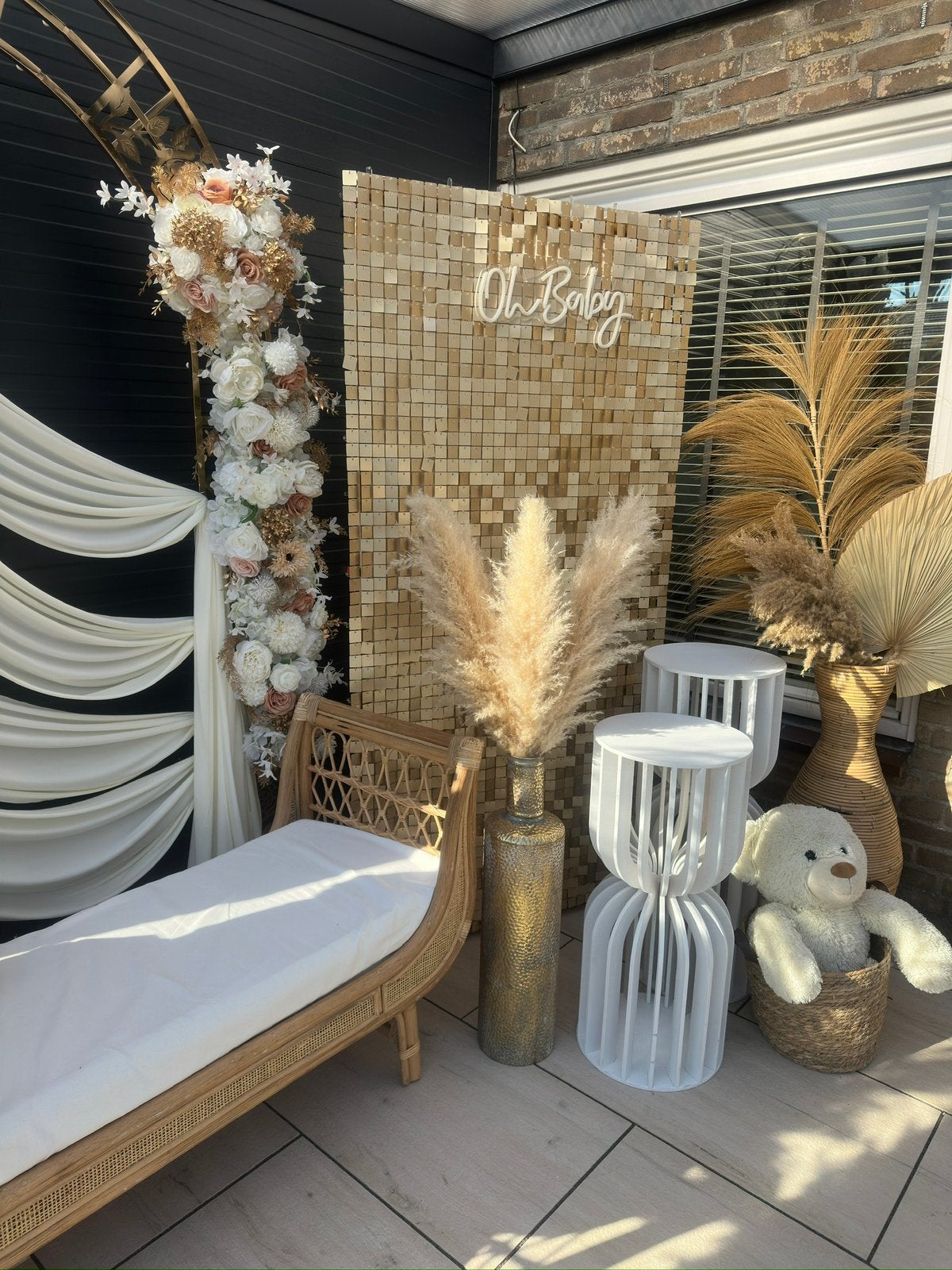 Luxe Rotan / Boho Bankje met Kussen Te koop, Ophalen, Zo goed als nieuw, Tweepersoons, Beige