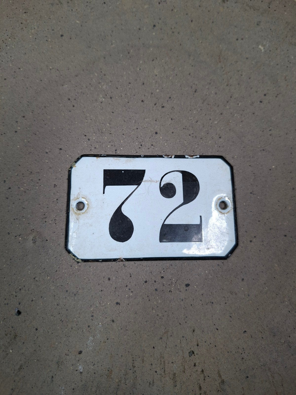 Vintage geëmailleerd huisnummer 72, Ophalen of Verzenden