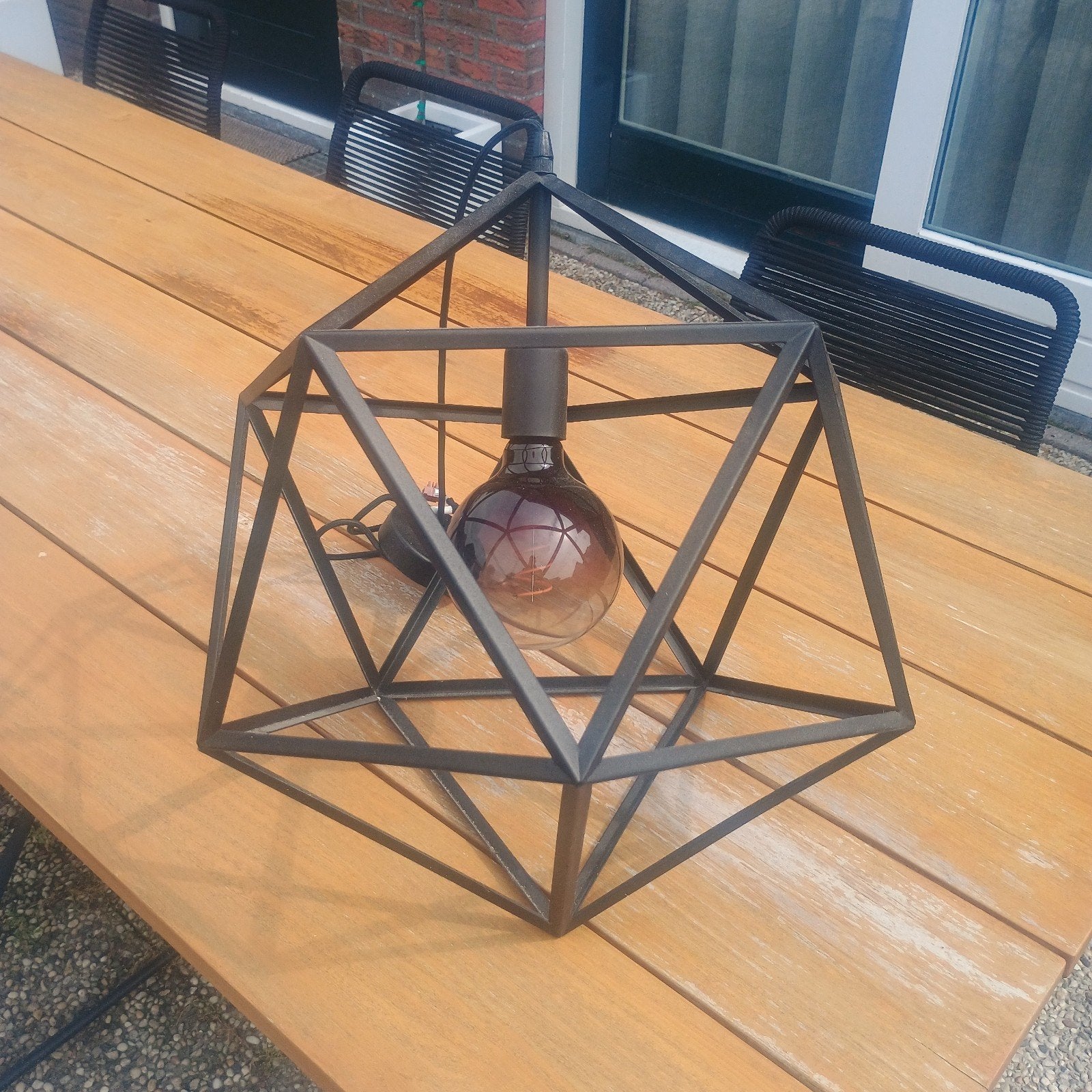 Moderne geometrische hanglamp - Zwart metaal, Overige merken, Zwart, E27 (groot), Zo goed als nieuw