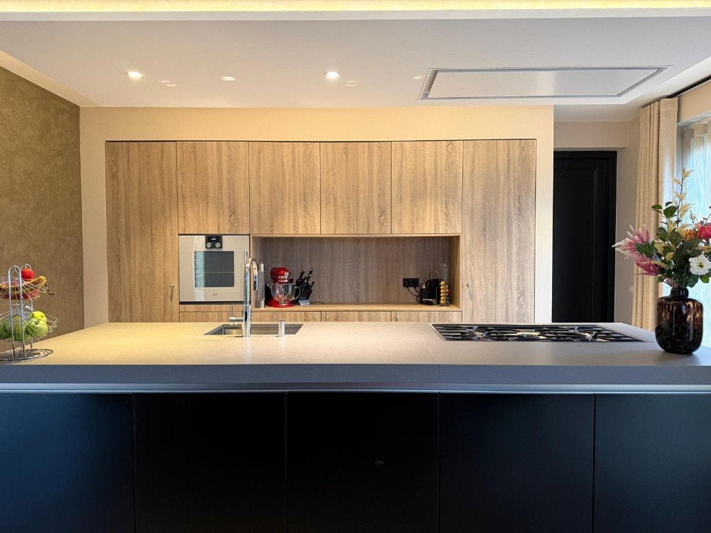 Luxe keuken met kookeiland en Gaggenau apprtn GEDEMONTEERD, Zwart, Overige typen, Ophalen of Verzenden, Zo goed als nieuw