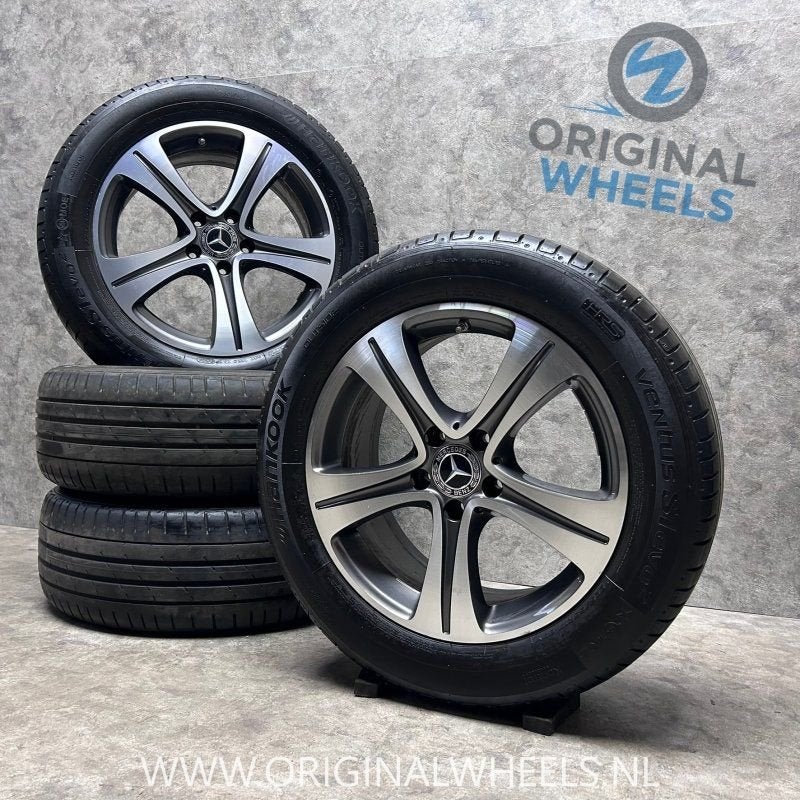 17 inch originele velgen + zomerbanden Mercedes E klasse, Gebruikt, -, -, Banden en Velgen