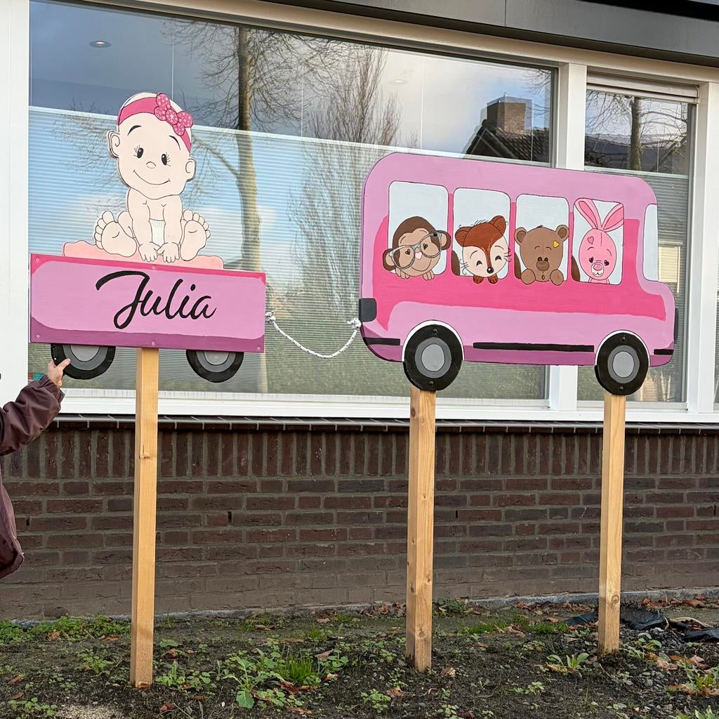 Tweedelig geboortebord meisje, Kinderen en Baby's, Ophalen, Zo goed als nieuw