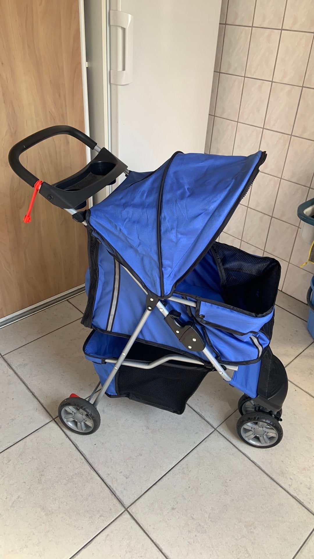 Blauwe hondenbuggy, Dieren en Toebehoren, Honden-accessoires, Ophalen, Zo goed als nieuw
