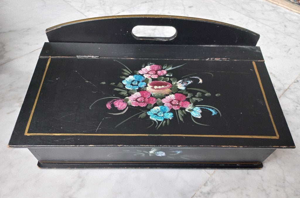 Hindelooper houten kistje handgeschilderd, afm 30x13x15 cm, Ophalen of Verzenden