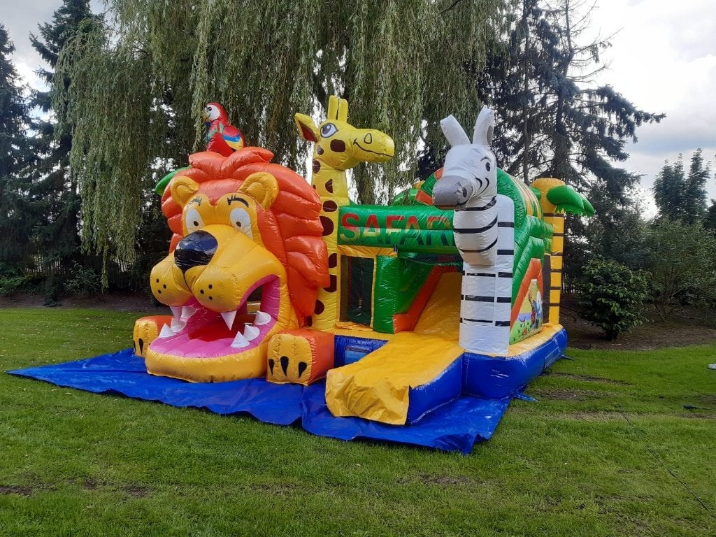 Te huur multiplay safari springkussen - bij Happy Party Rent, Ophalen, Zo goed als nieuw, Overige