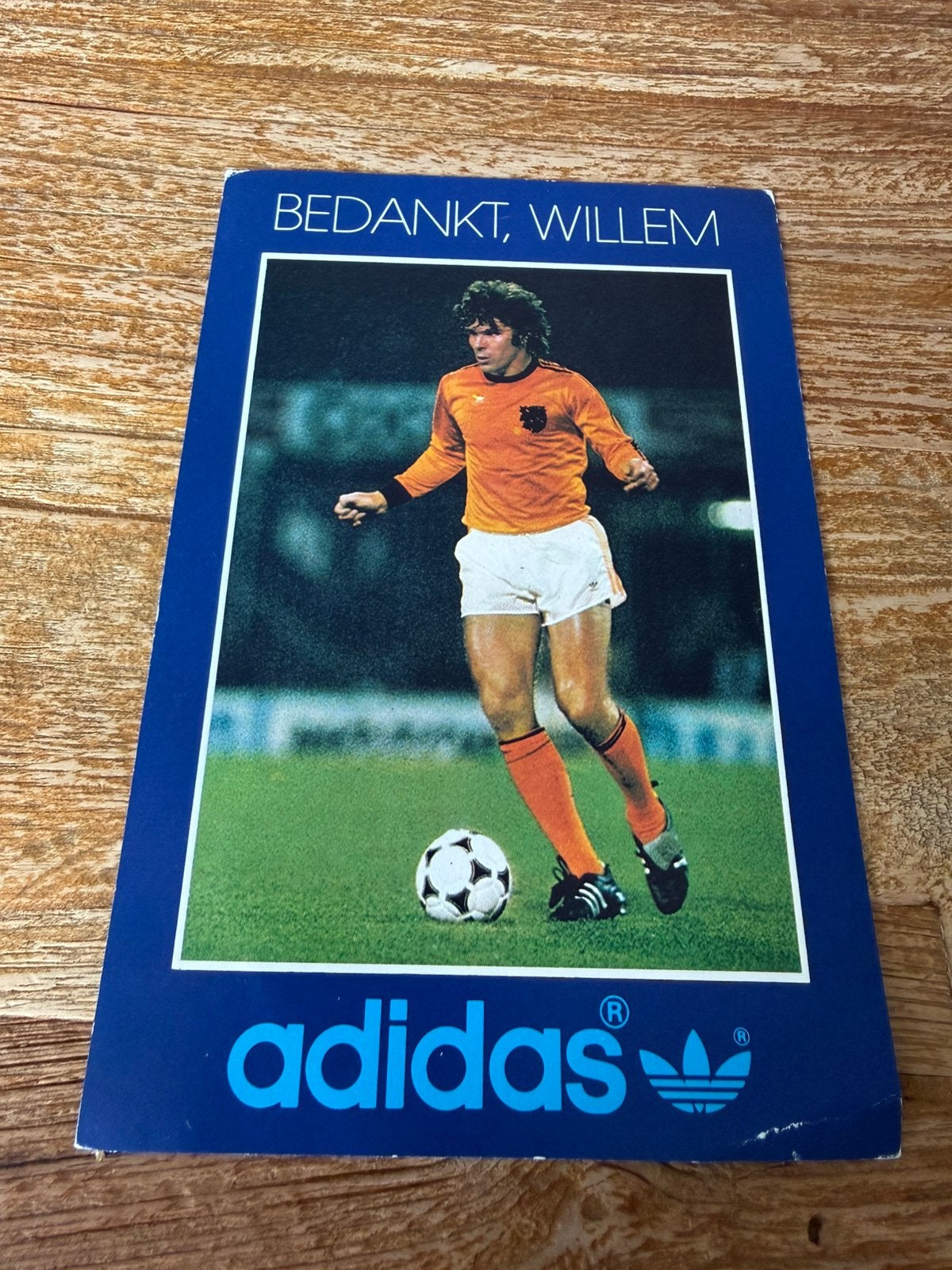 Adidas Spelerskaart Willem van Hanegem, Verzamelen, Ophalen of Verzenden, Zo goed als nieuw, Spelerskaart