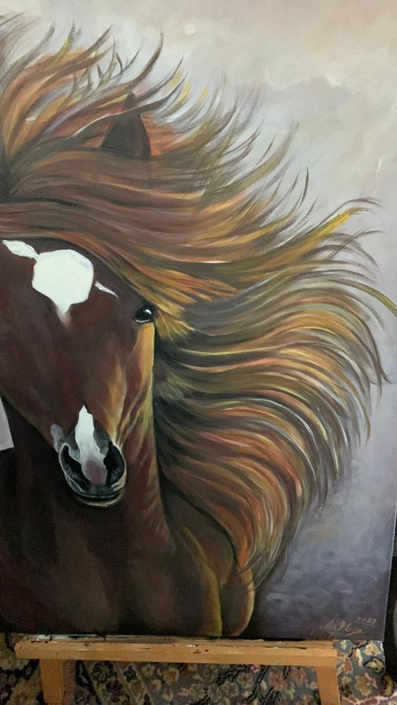 Paardje in galop romantisch eigen werk Aaltje Wals, Ophalen of Verzenden