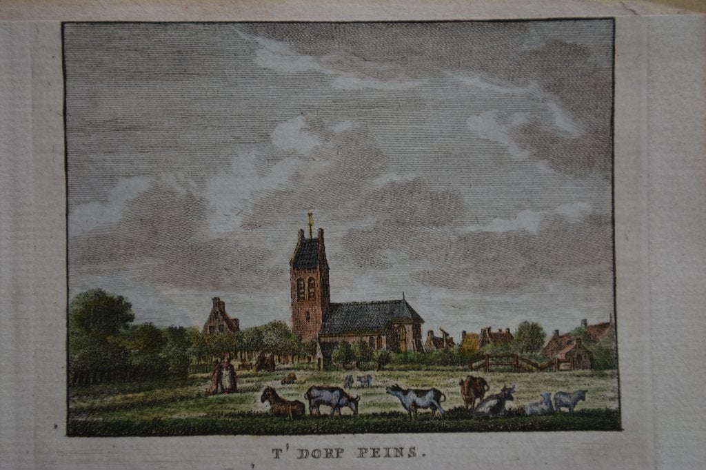 PEINS FRIESLAND Kopergravure 1786 J.Bulthuis K.F Bendorp GT3, Verzenden, Stadsgezicht, Handgekleurd, Gravure