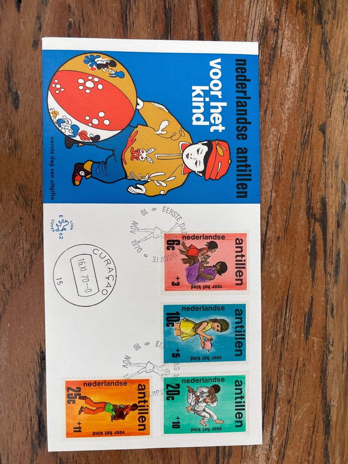 Eerste Dag Envelop Nederlandse Antillen voor het Kind 1970, Ophalen of Verzenden, Gestempeld