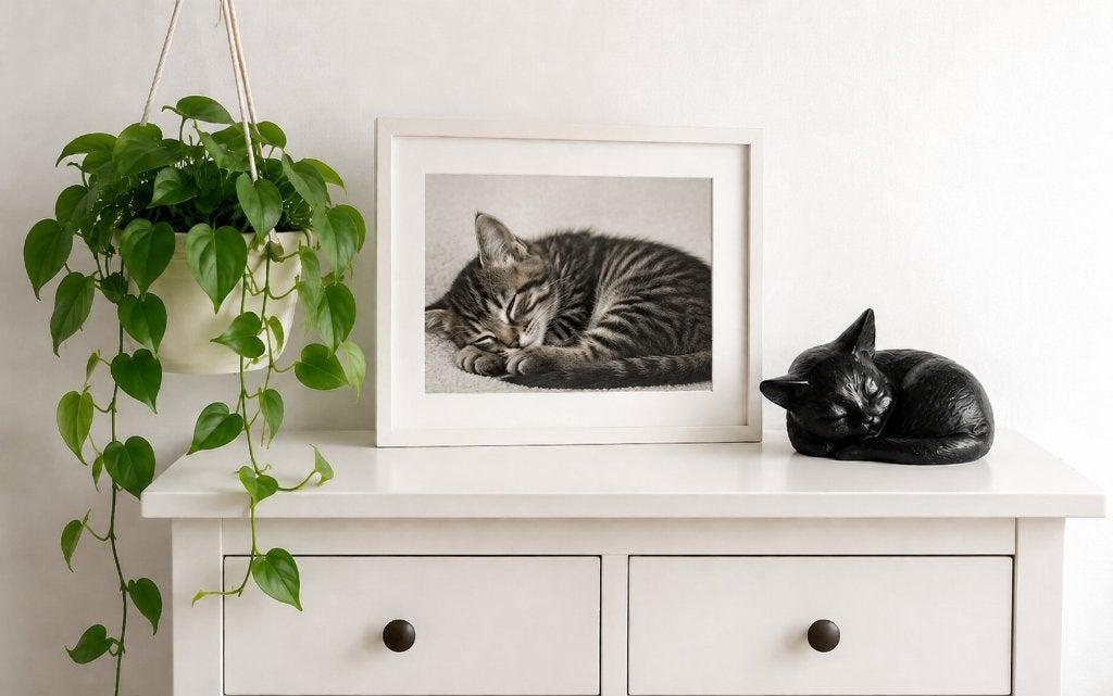 SLAPENDE KAT // BRONZEN URN / brons/ dierenurn /asurn, Huis en tuin decoratie Marie, Nieuw, Info@huisentuindecoratiemarie.nl, Peize