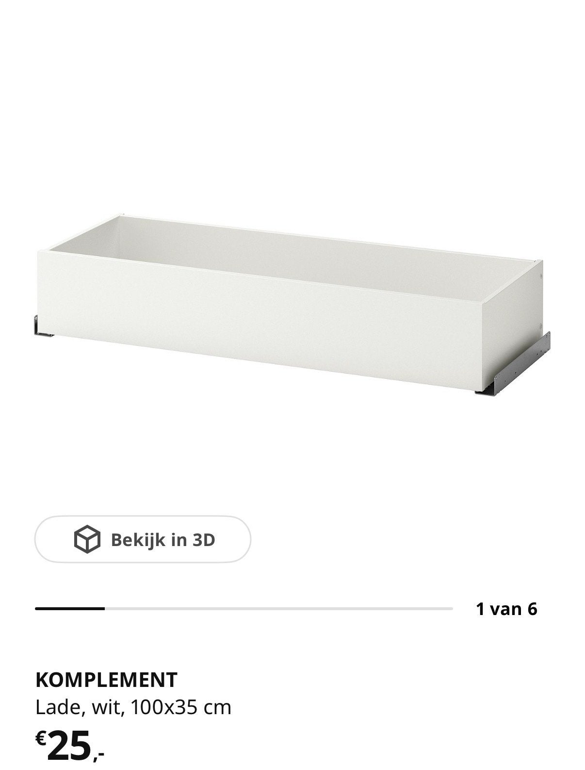 IKEA Komplement kastinrichting Pax 100x35 (9 items), Ophalen, Kunststof, Gebruikt, 50 tot 100 cm